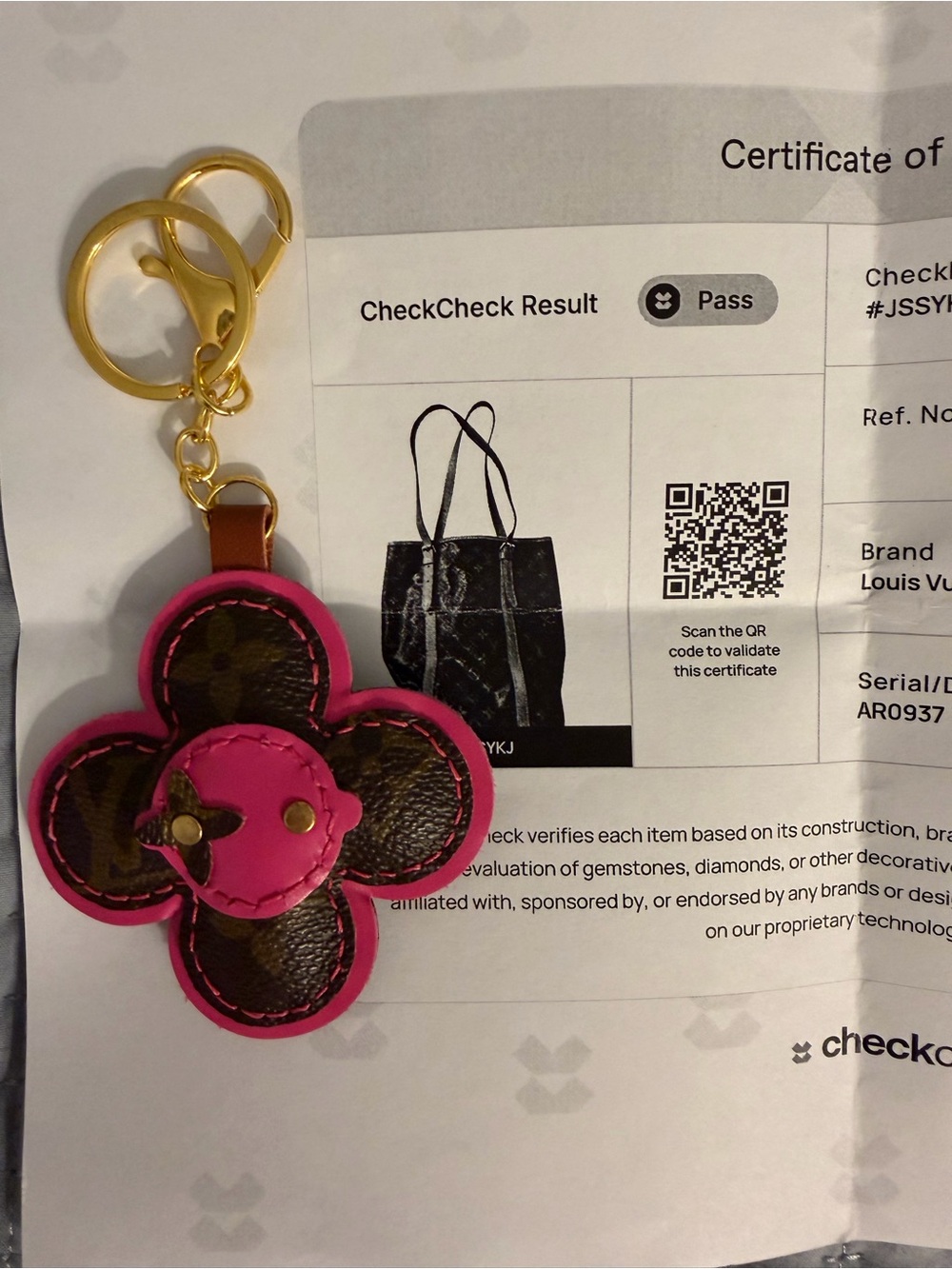 Louis Vuitton UPCYCLED Pink and Monogram Flower Keychain Charm